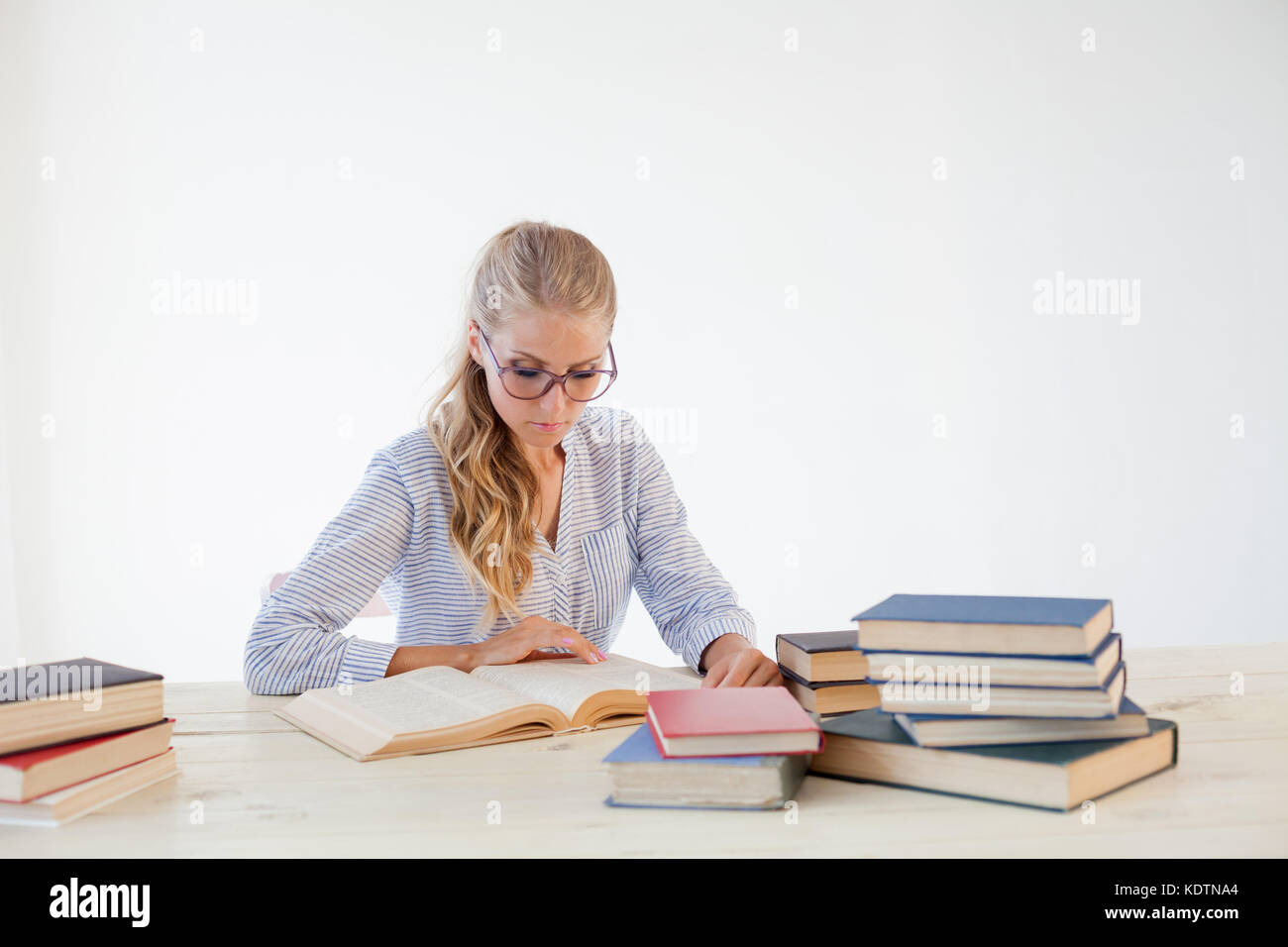 Secretary Reading business girl Secretary reads books is preparing for the exam Stock ...