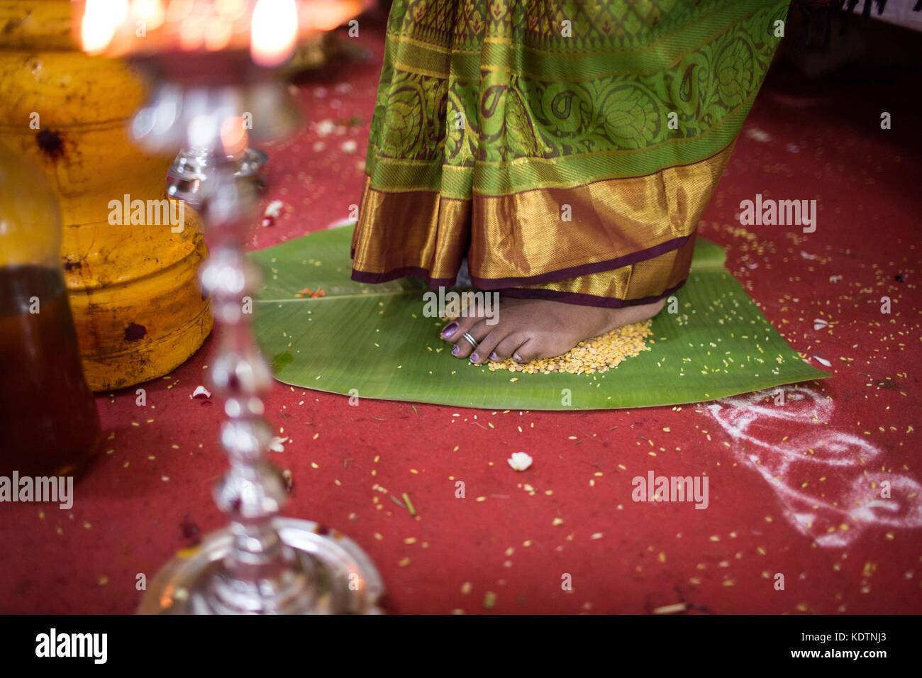 Indian wedding rituals, indoor shots Stock Photo