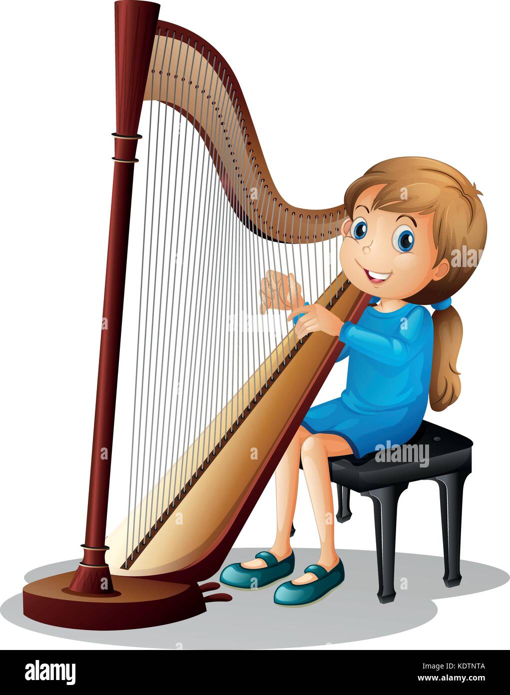 Little girl playing harp illustration Stock Vector Image & Art Alamy