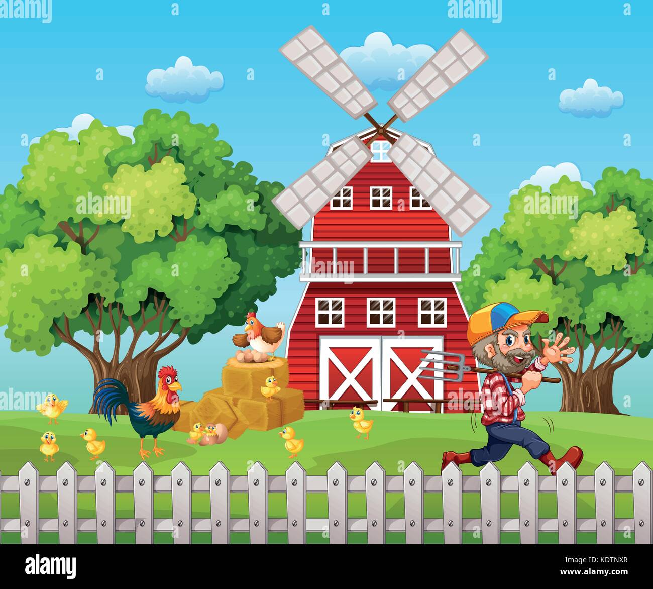 Farmer working on the farm illustration Stock Vector Image & Art - Alamy