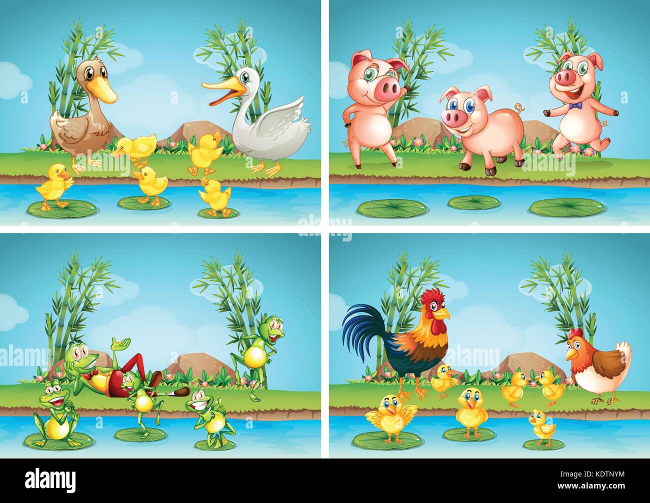 Scenes with farm animals illustration Stock Vector Image & Art - Alamy