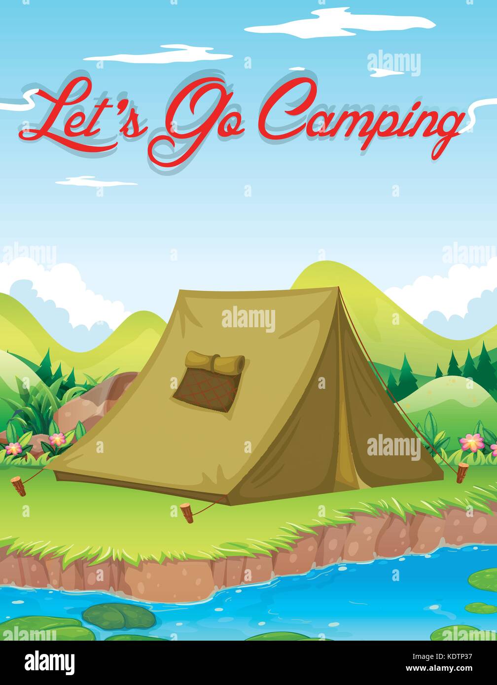 Camping poster with tent by the river illustration Stock Vector Image & Art  - Alamy