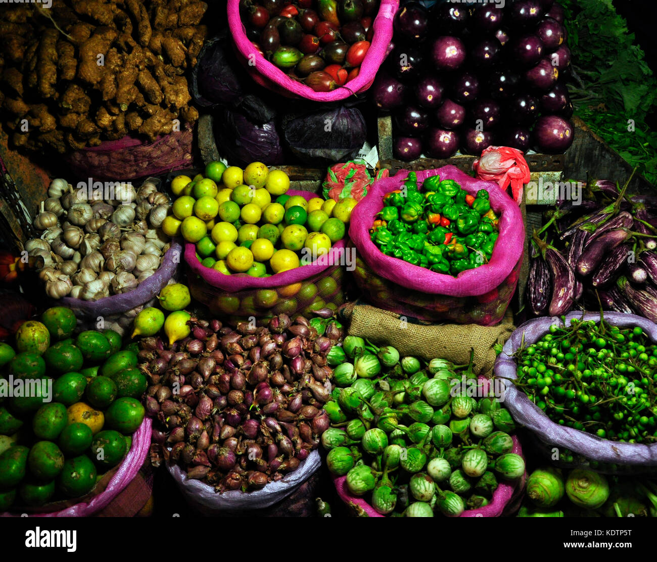 Fruit and vegetables at the wet market in Kandy Sri Lanka Stock Photo