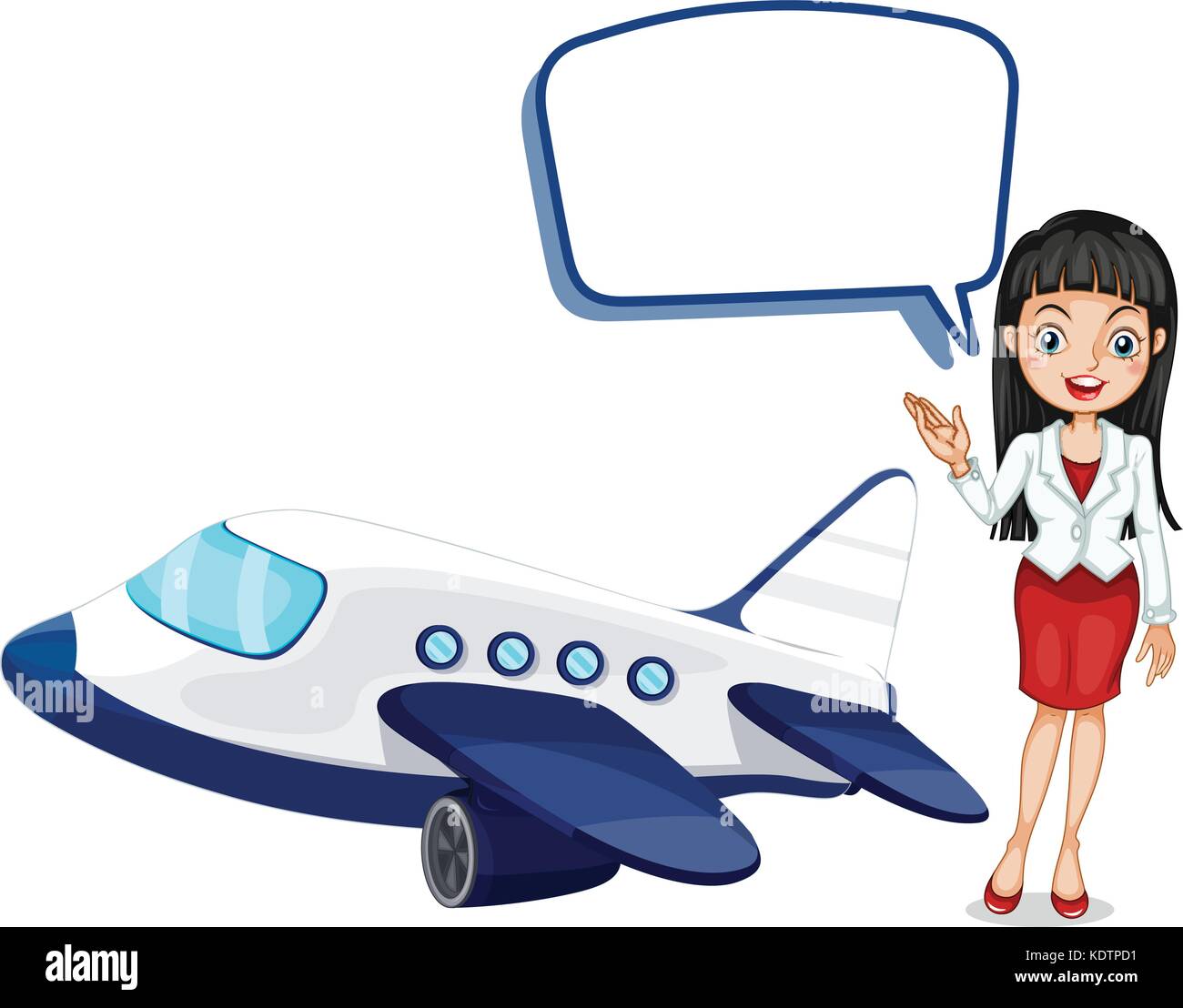Speech bubble template with girl and airplane illustration Stock Vector ...