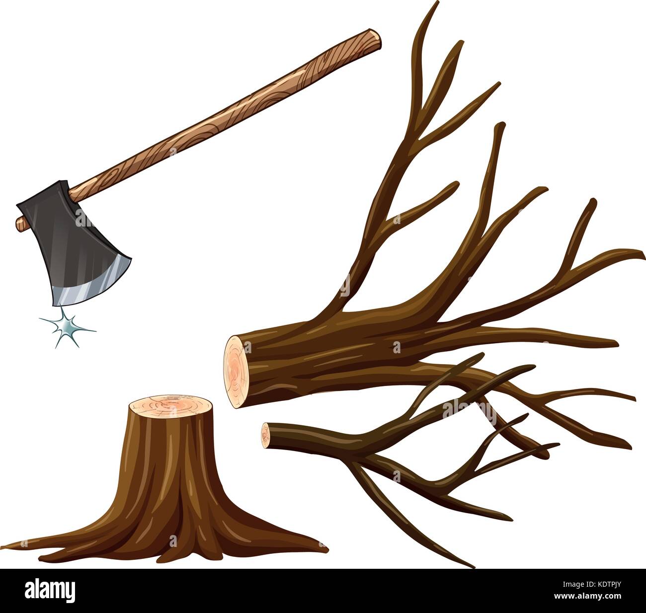Axe and firewood Stock Vector Images Alamy