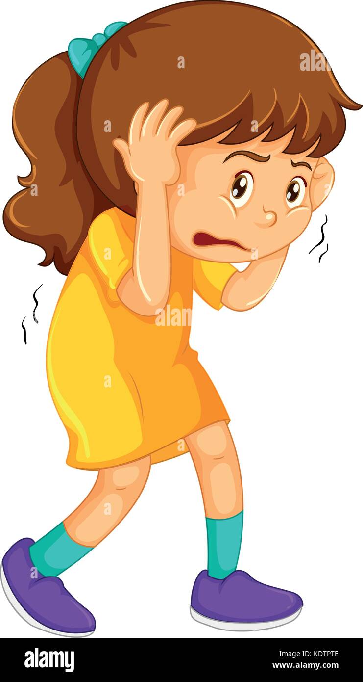 Little girl looking scared illustration Stock Vector Image & Art - Alamy
