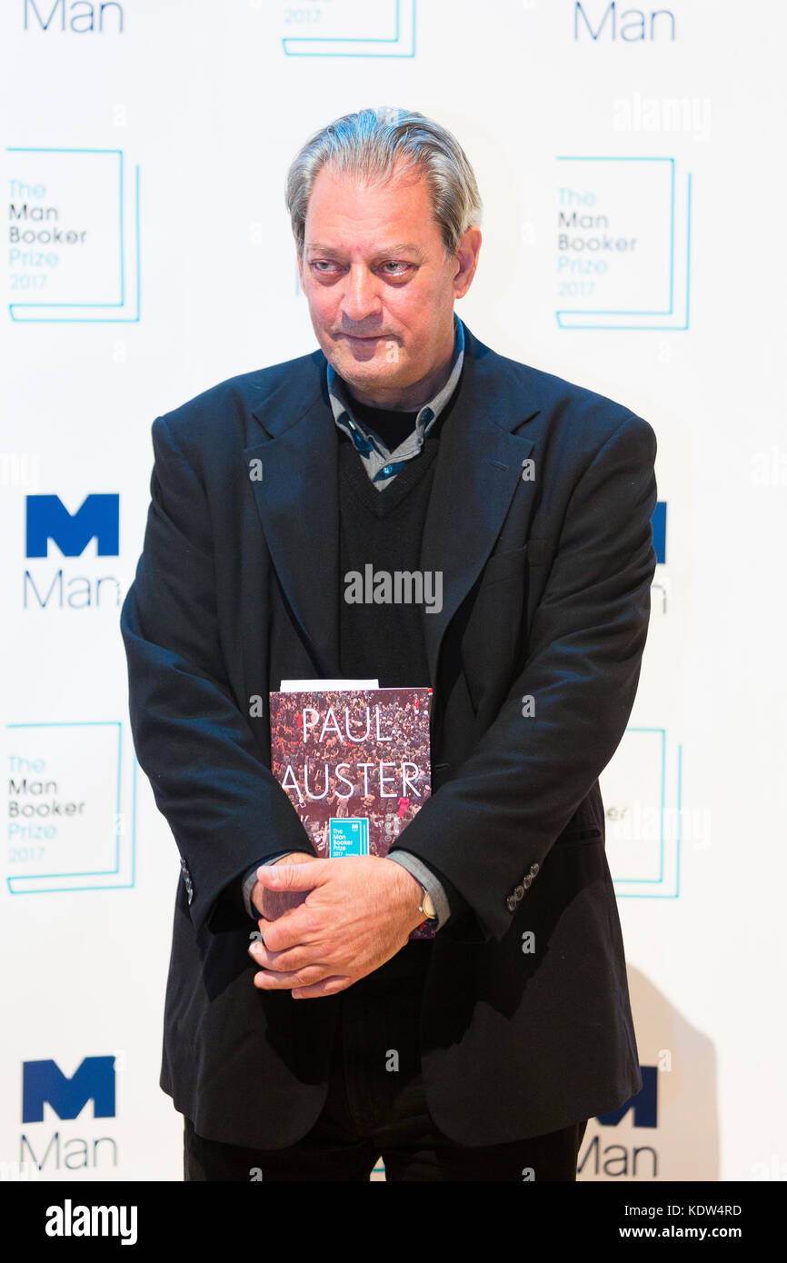 London, UK. 16th October, 2017. Paul Auster, author of 4321, shortlisted for the 2017 Man Booker Prize for Fiction. Credit: Dave Stevenson/Alamy Live News Stock Photo