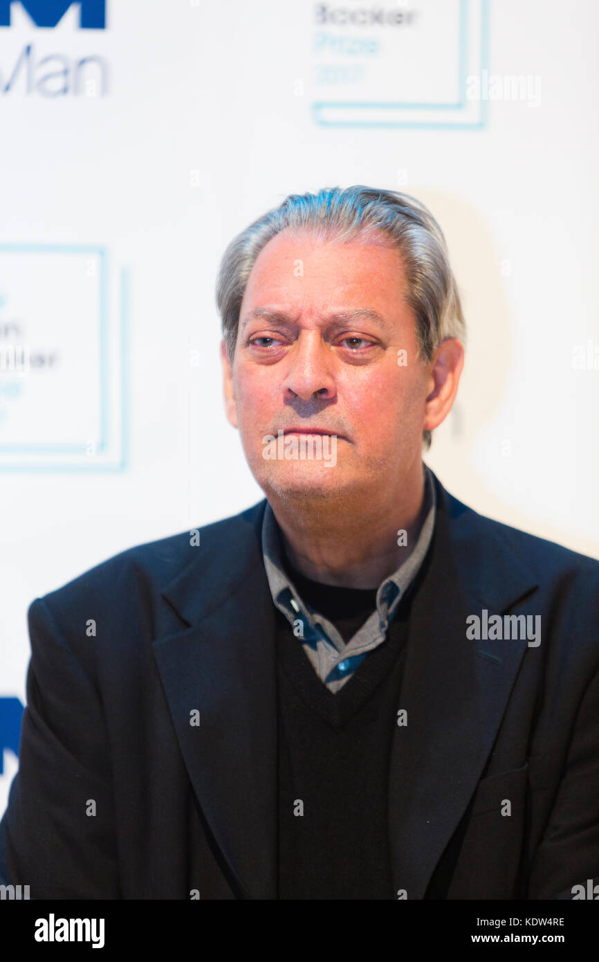 London, UK. 16th October, 2017. Paul Auster, author of 4321, shortlisted for the 2017 Man Booker Prize for Fiction. Credit: Dave Stevenson/Alamy Live News Stock Photo