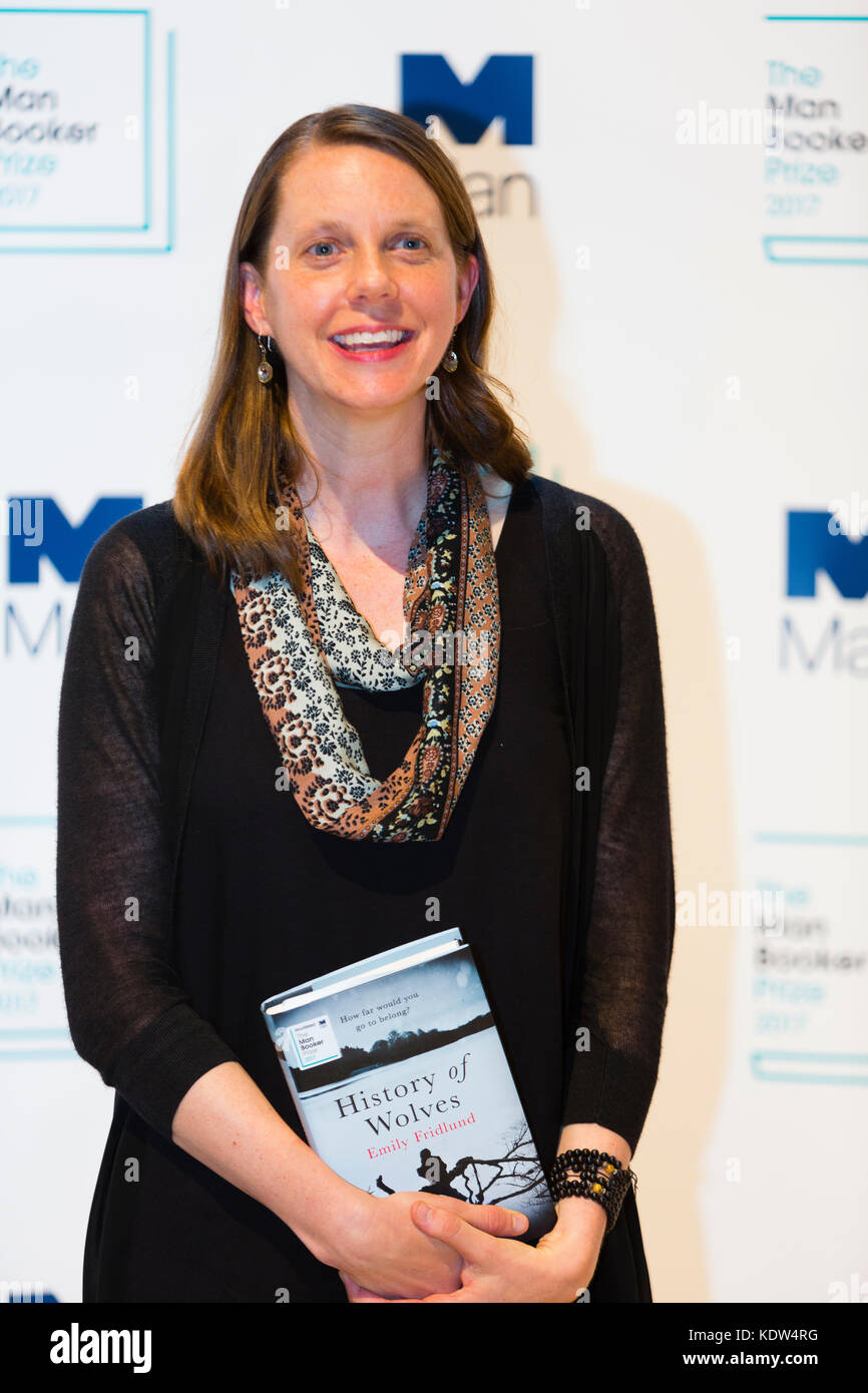 London, UK. 16th October, 2017. Emily Fridlund, author of History of Wolves, shortlisted for the 2017 Man Booker Prize for Fiction. Credit: Dave Stevenson/Alamy Live News Stock Photo