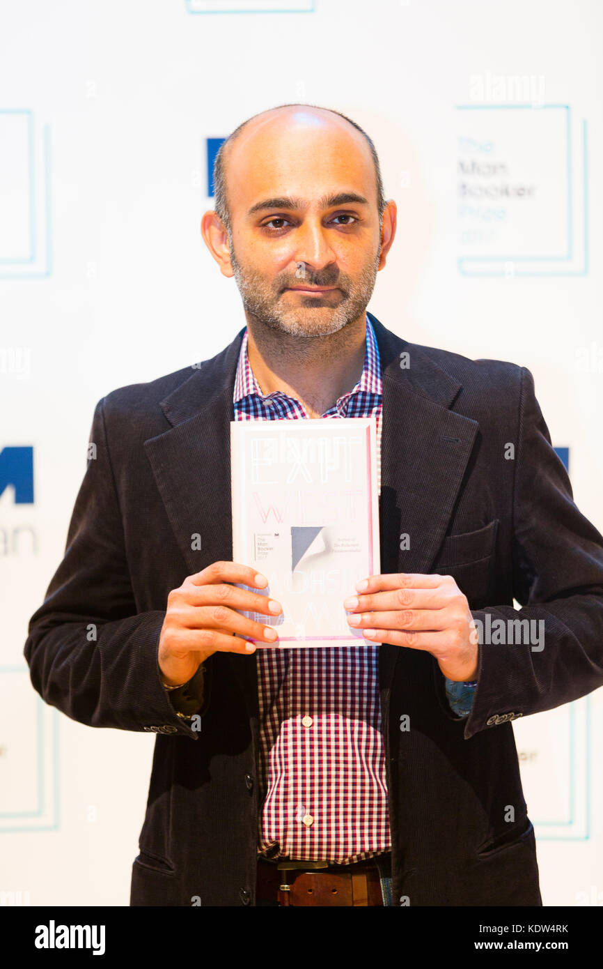 London, UK. 16th October, 2017. Mohsin Hamid, author of Exit West, shortlisted for the 2017 Man Booker Prize for Fiction. Credit: Dave Stevenson/Alamy Live News Stock Photo