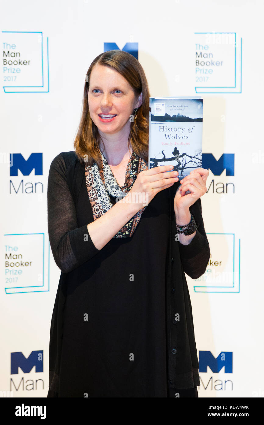 London, UK. 16th October, 2017. Emily Fridlund, author of History of Wolves, shortlisted for the 2017 Man Booker Prize for Fiction. Credit: Dave Stevenson/Alamy Live News Stock Photo