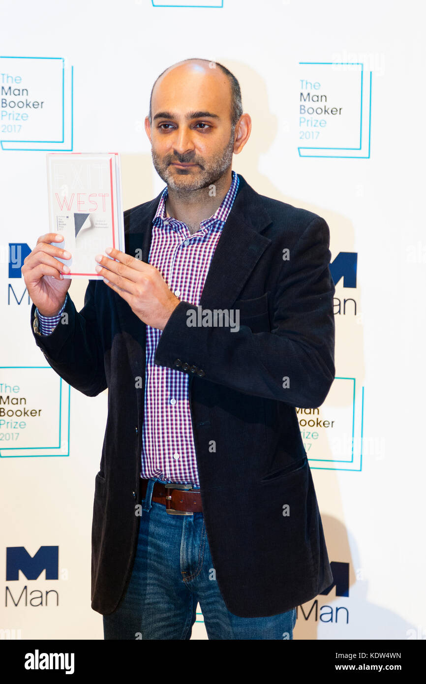 London, UK. 16th October, 2017. Mohsin Hamid, author of Exit West, shortlisted for the 2017 Man Booker Prize for Fiction. Credit: Dave Stevenson/Alamy Live News Stock Photo