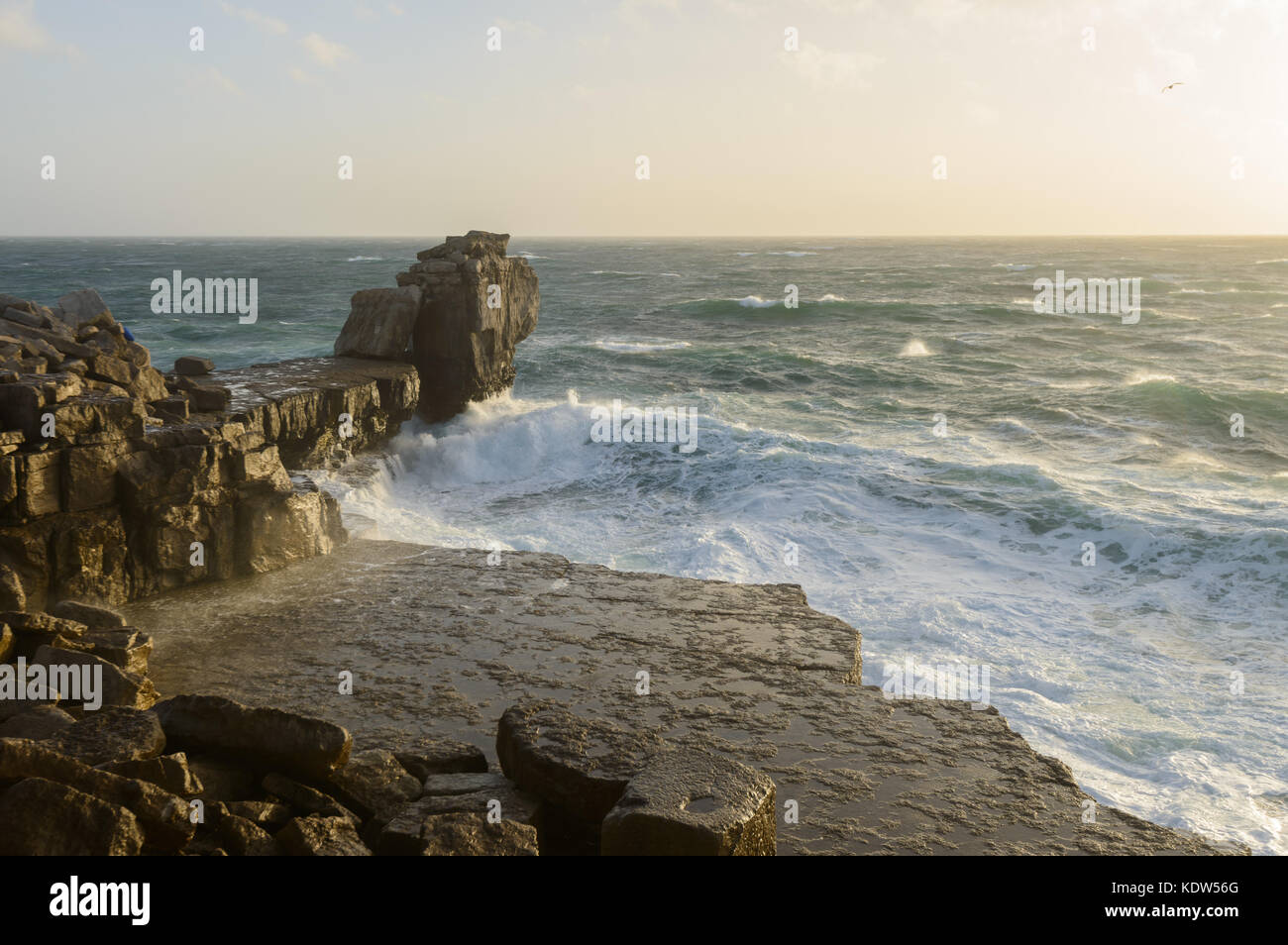 Portland Bill, Dorset. 16th Oct 2017. UK Weather. Storm Ophelia hits the south coast with huge waves and high winds. Portland Bill takes the rough conditions full on. Credit: DTNews/Live Alamy News Stock Photo