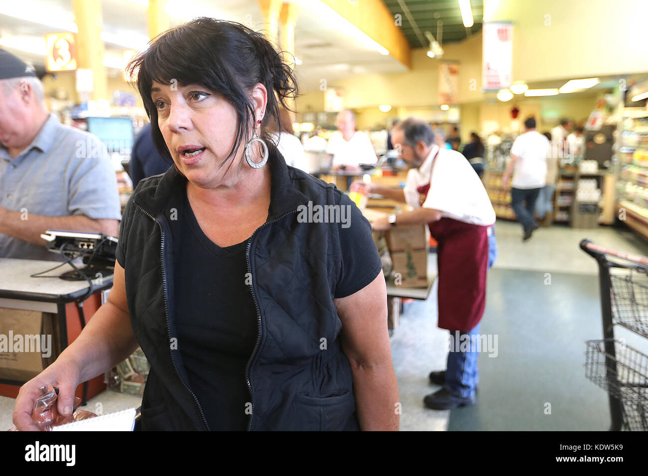 Calistoga, CA, USA. 16th Oct, 2017. Calistoga resident Kerri Abreu