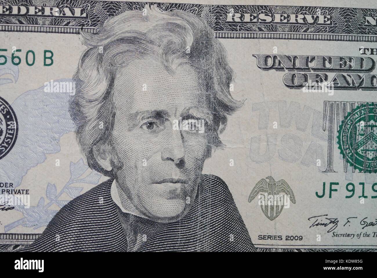 Andrew Jackson on U.S. 20 Bill Stock Photo Alamy