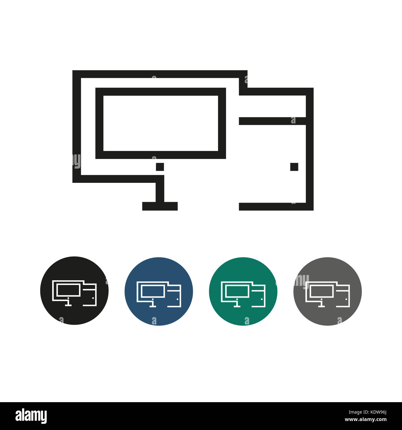 PC Desktop Outline Graphic Illustration - Stock Image