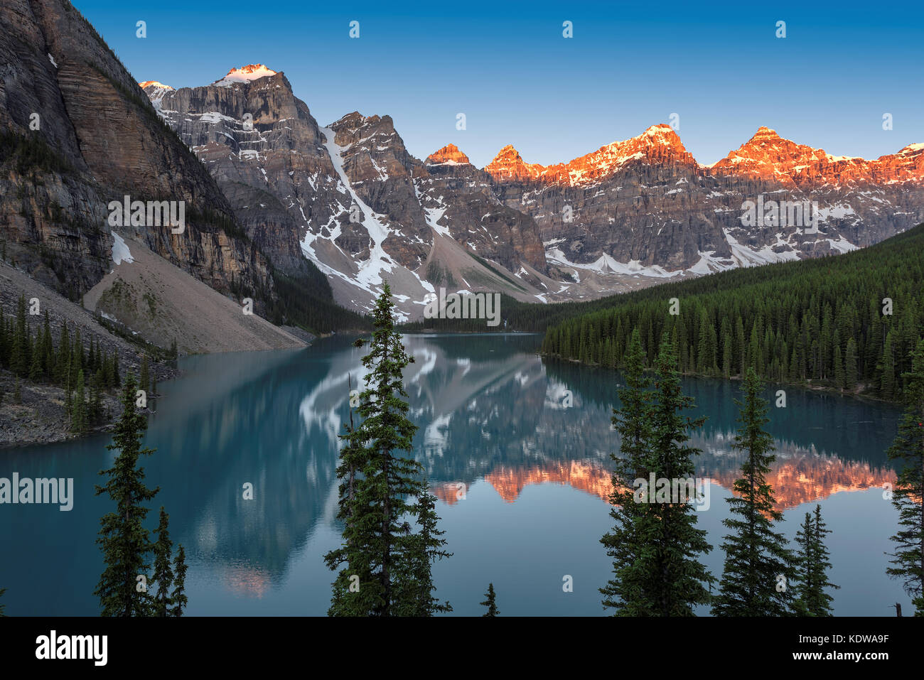 Sunrise at Moraine lake in Canadian Rockies, Banff National Park ...