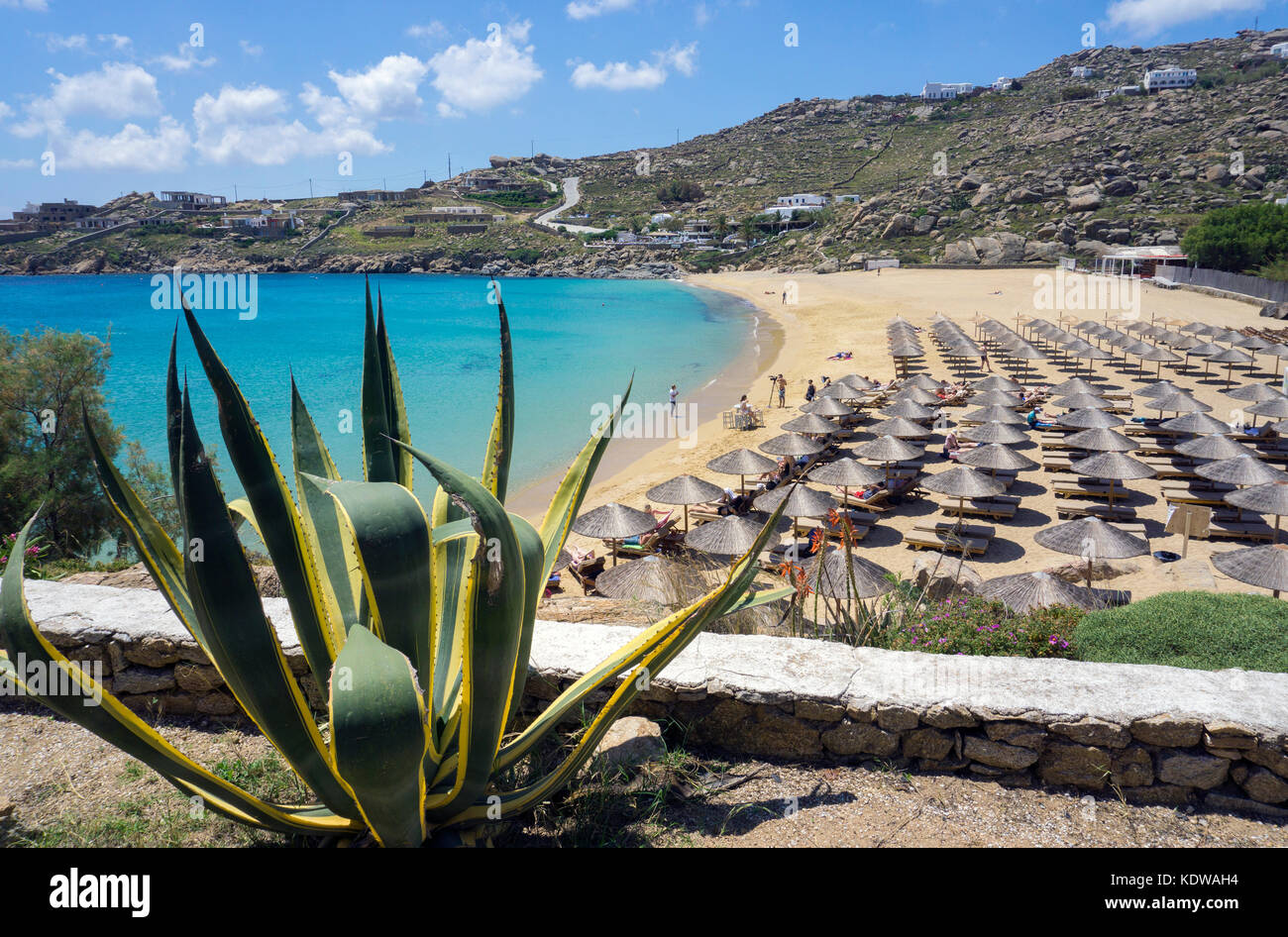 Super Paradise beach, popular beach south of Mykonos, Cyclades, Aegean, Greece, Europe Stock Photo