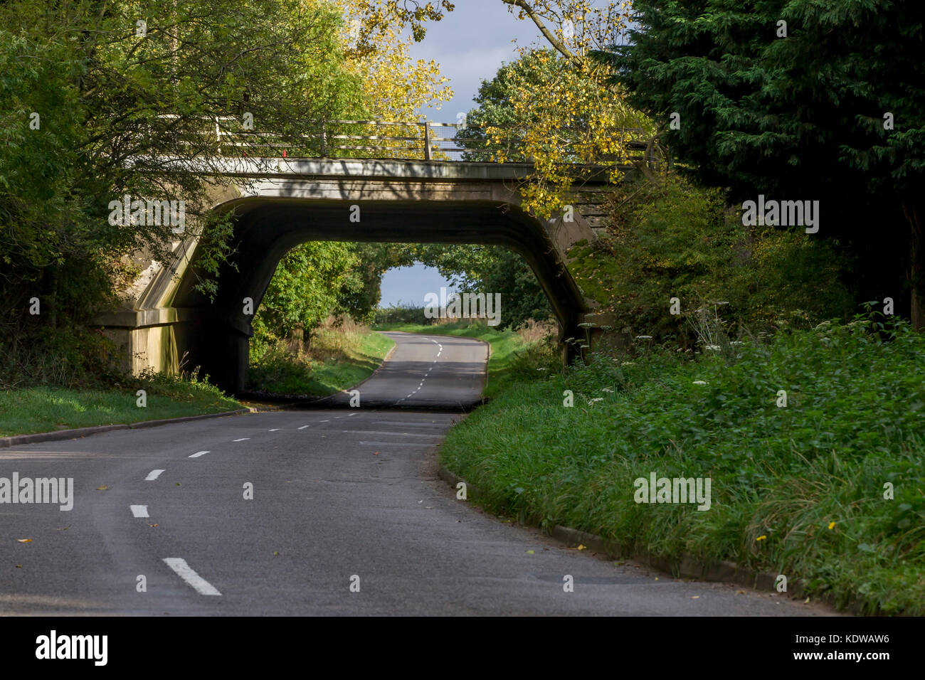 Road going under the M1 towards Quinton, Northamptonshire Stock Photo