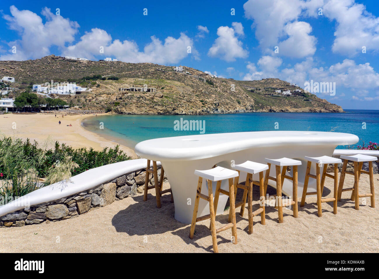 Super Paradise beach, popular beach south of Mykonos, Cyclades, Aegean, Greece, Europe Stock Photo
