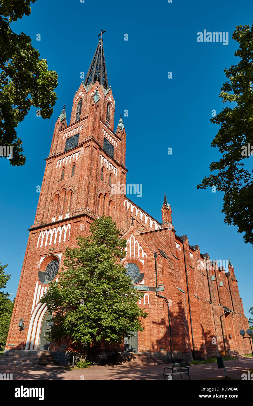 Neogothic red brick church in Pori. Finland. Suomi. Europe heritage Stock Photo