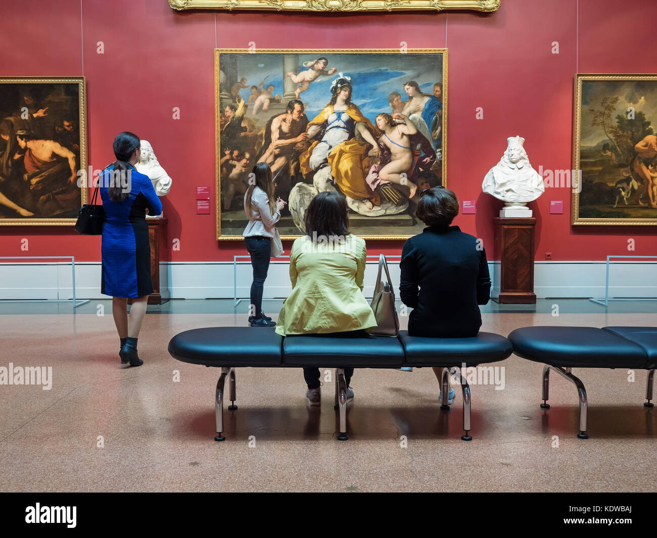 Moscow, Russia - May 03, 2016: Visitors looking at artworks in Pushkin State Museum of Fine Arts Stock Photo