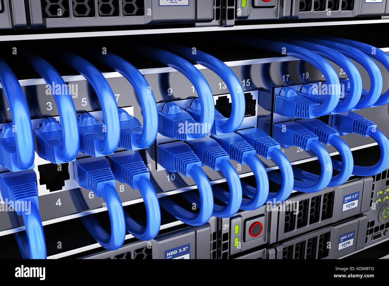 Database and connect cable server. 3d illustration Stock Photo