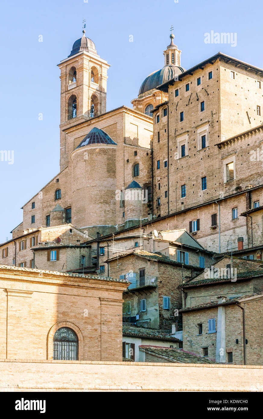 The renaissance town of Urbino, Marche, Italy. A view of the Ducale Palace (Palazzo Ducale) in Urbino city, Marche, Italy Stock Photo