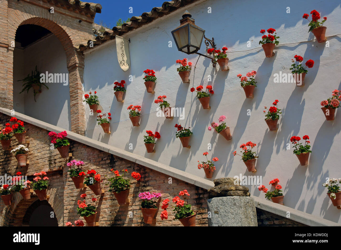 Zoco (Municipal Craft Market), Courtyard - typical flower pots, Cordoba, Region of Andalusia, Spain, Europe Stock Photo