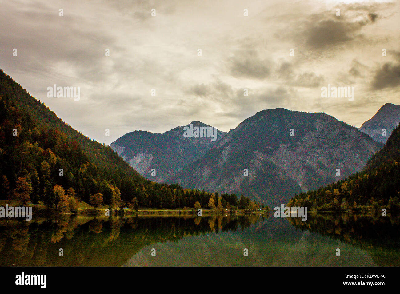 A view of Plansee, lake in Austria, in a cloudy day Stock Photo - Alamy