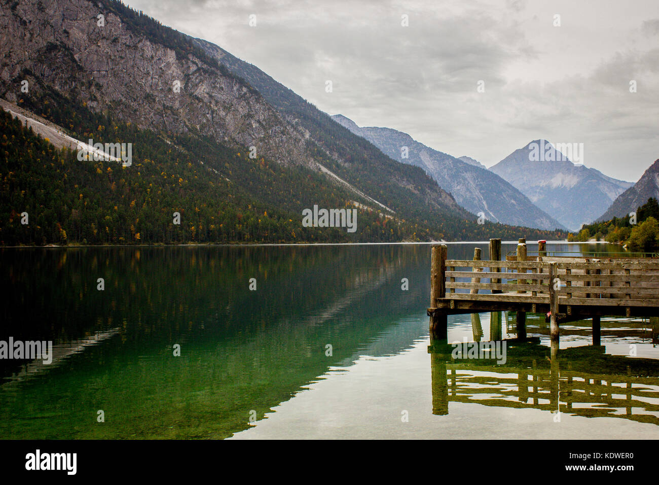 A view of Plansee, lake in Austria, in a cloudy day Stock Photo - Alamy