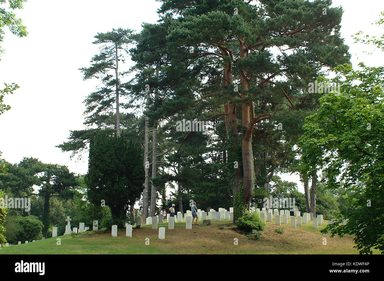 Visitors viewing the headstones at Netley Military War Cemetery