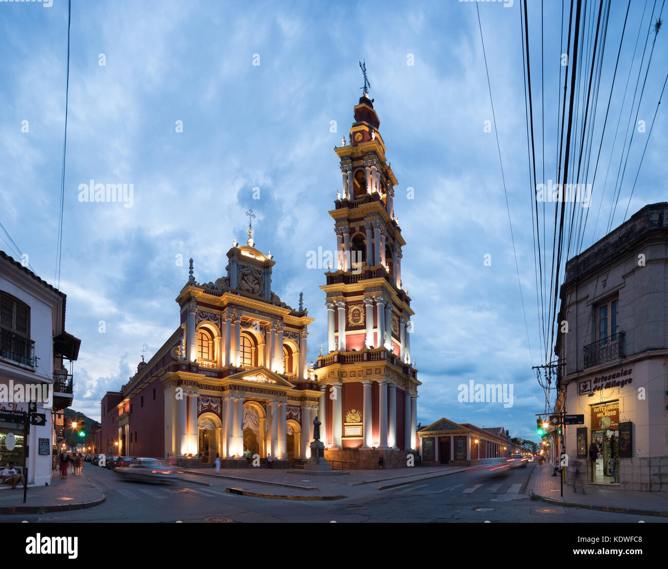 Iglesia San Francisco de Asis at dusk, Salta, Argentina Stock Photo