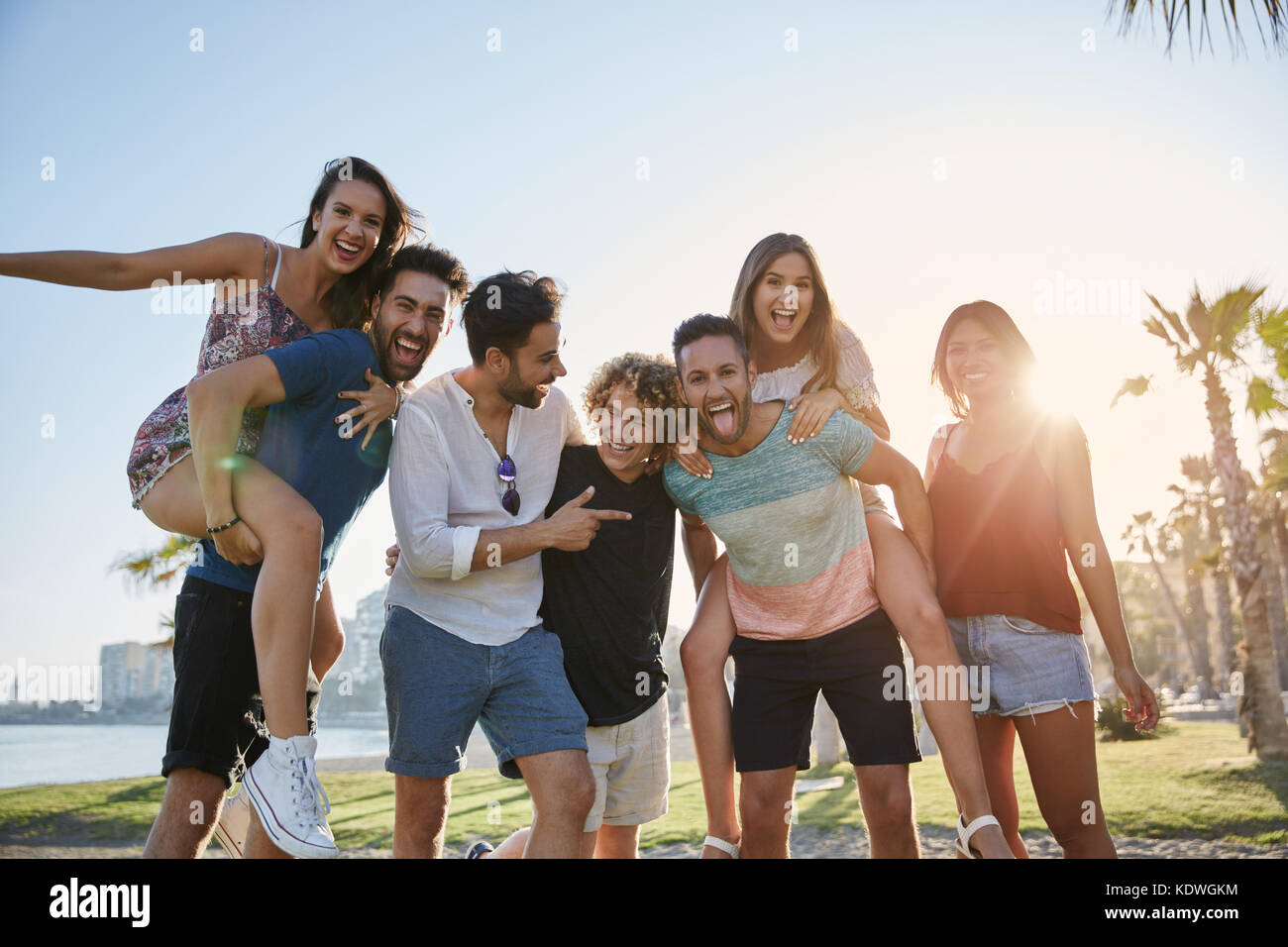 Portrait Of Group Of Young People Having Fun Together Outside Stock Photo Alamy