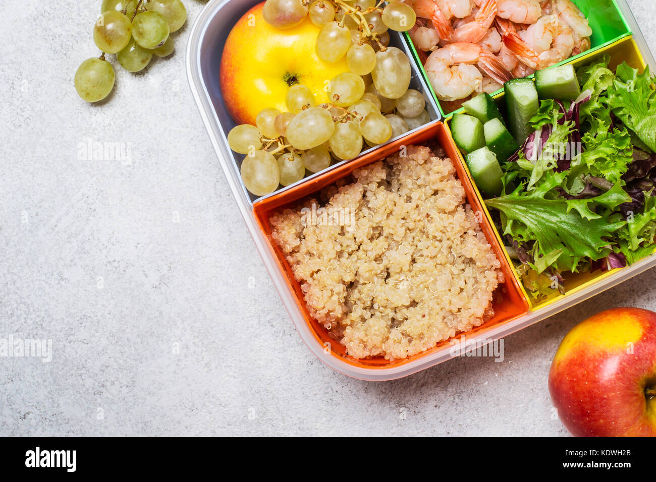 lunch box with a balanced meal. Fruits Vegetables Proteins and ...