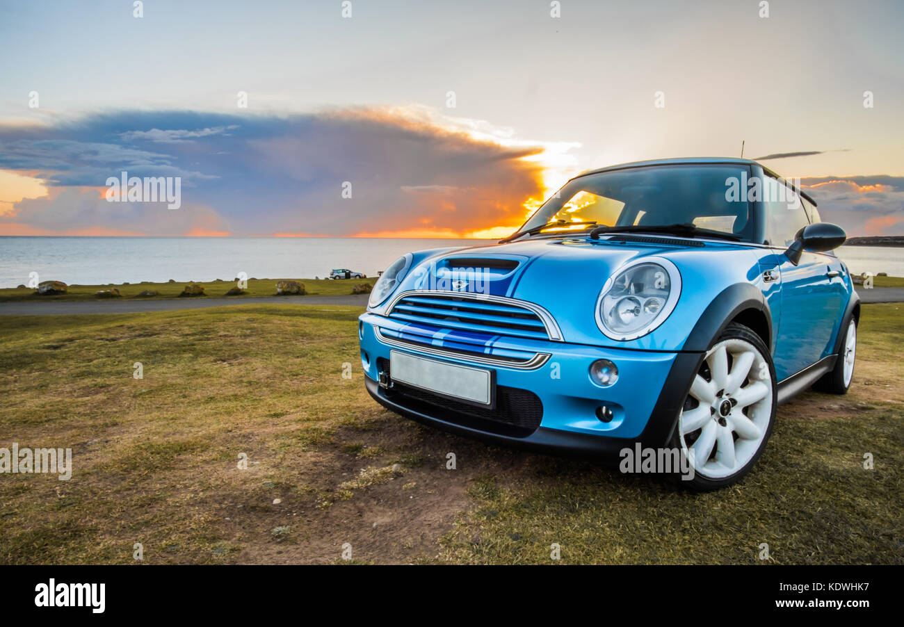 Cars on the Ogmore Sea Front, South Wales, United Kingdom Stock Photo