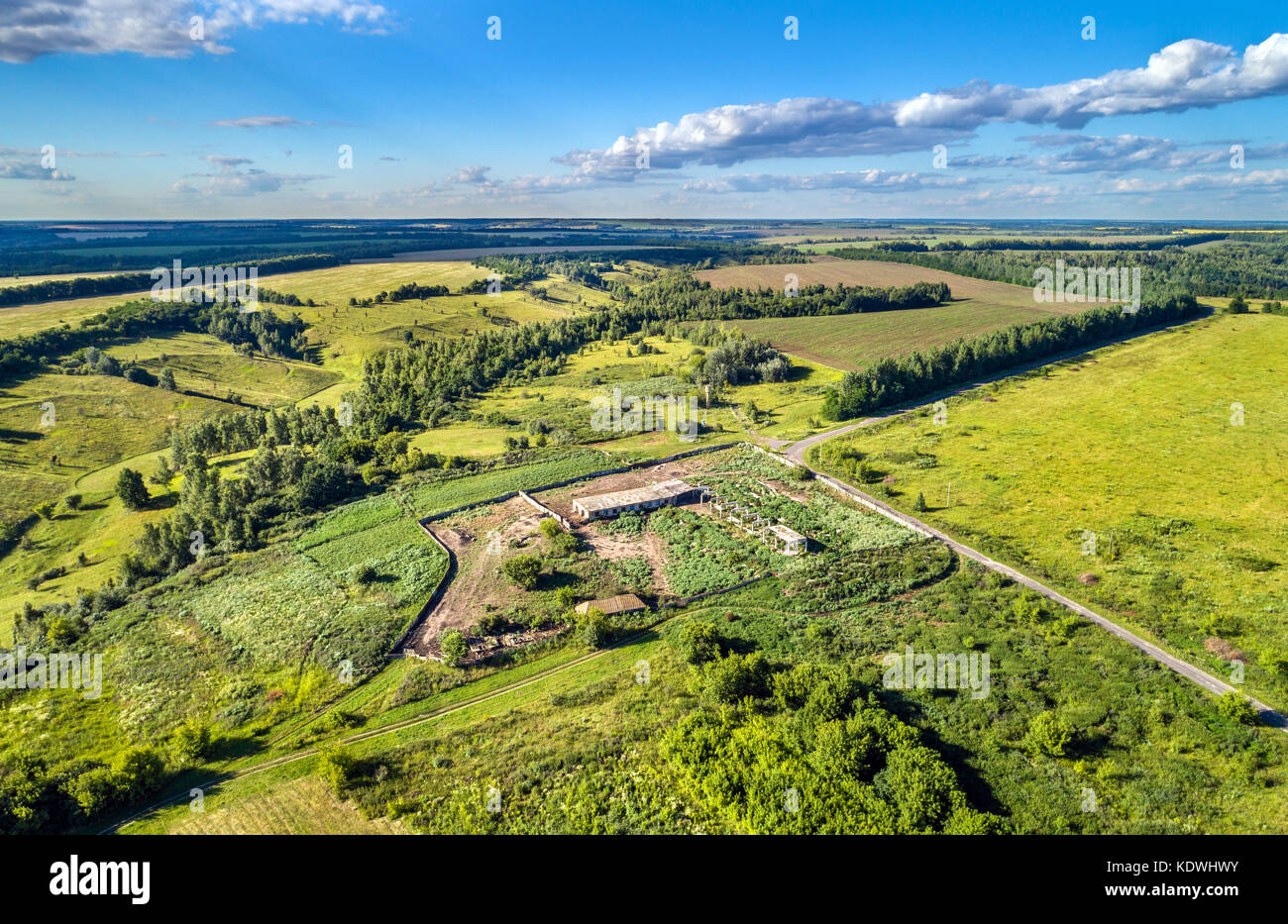 Remains of a Soviet collective farm in Kursk region of Russia Stock Photo