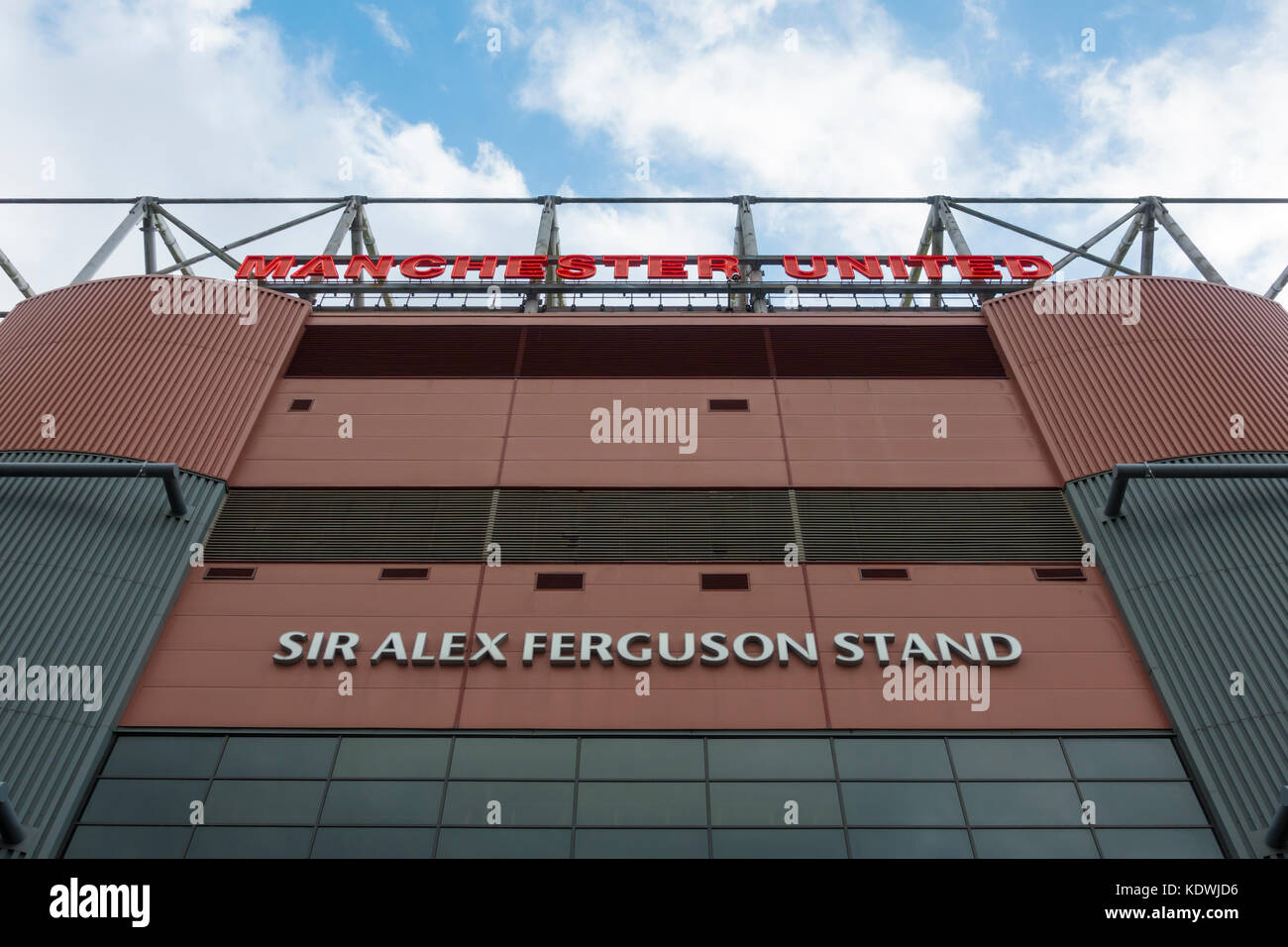 The Sir Alex Ferguson Stand at Old Trafford. Home of Manchester United Football Club Stock Photo
