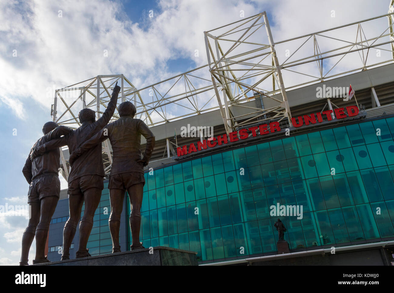 The United Trinity sculpture by Philip Jackson outside Old Trafford