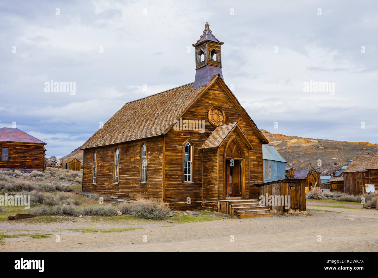 Rustic church building in Bodie town (ghost town), California Stock Photo