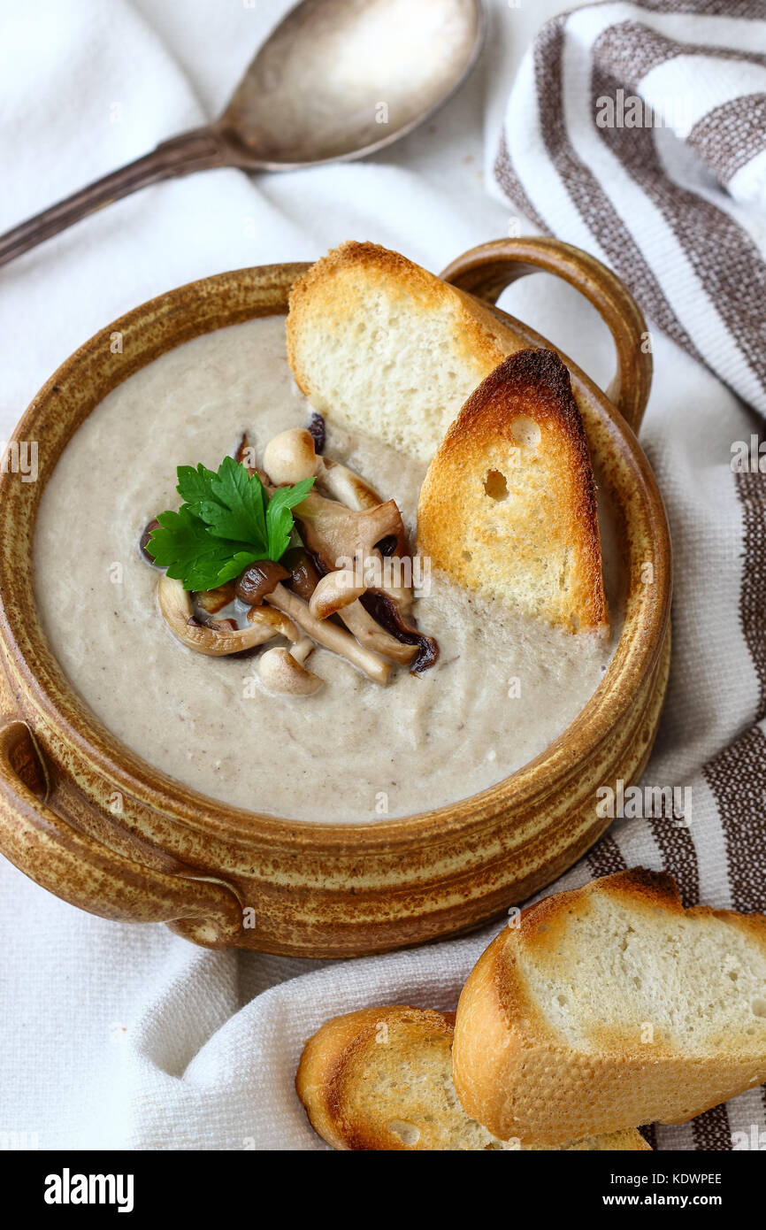 Creamy Homemade Mushroom Soup Stock Photo - Alamy
