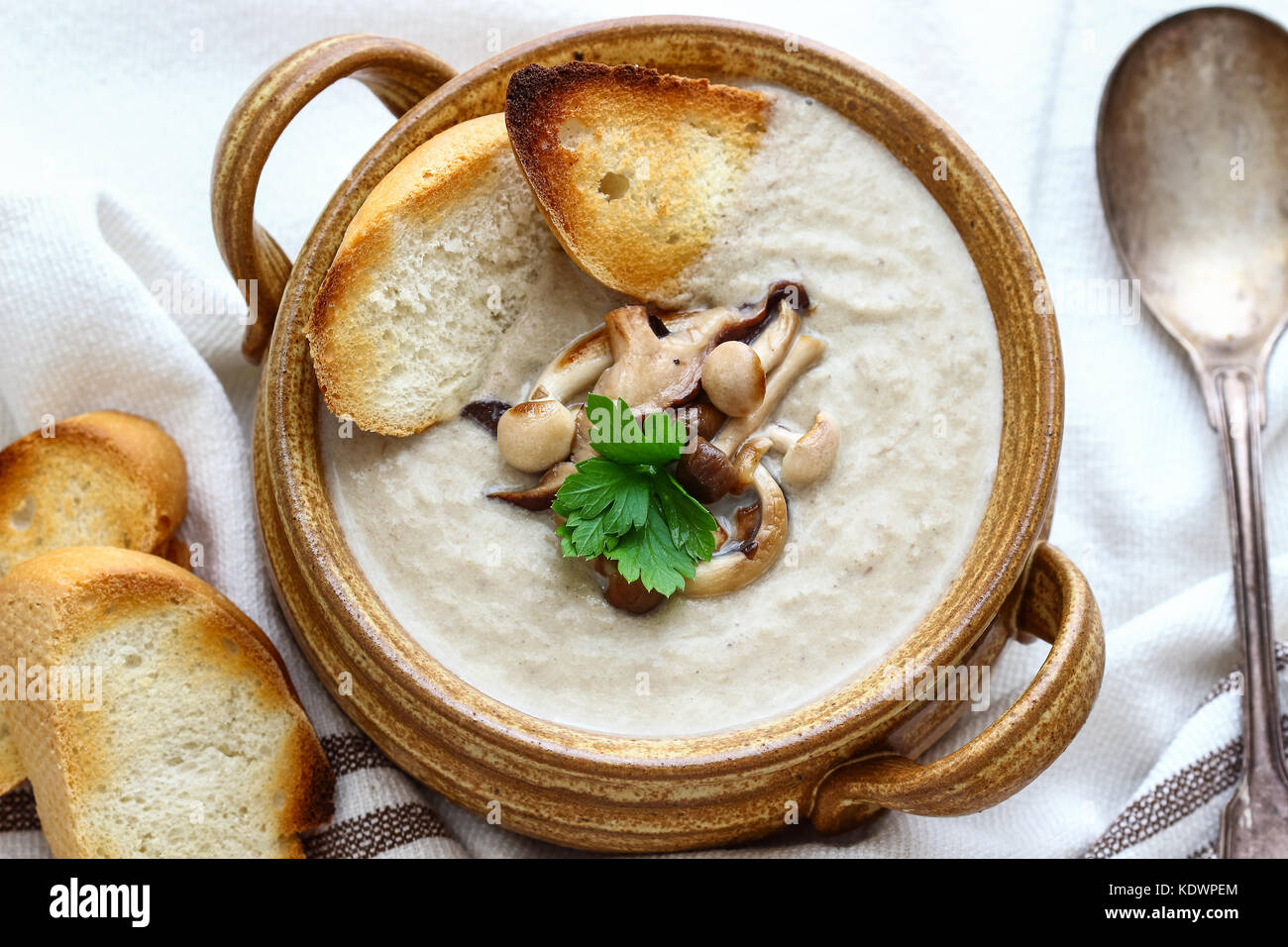 Creamy Homemade Mushroom Soup Stock Photo - Alamy