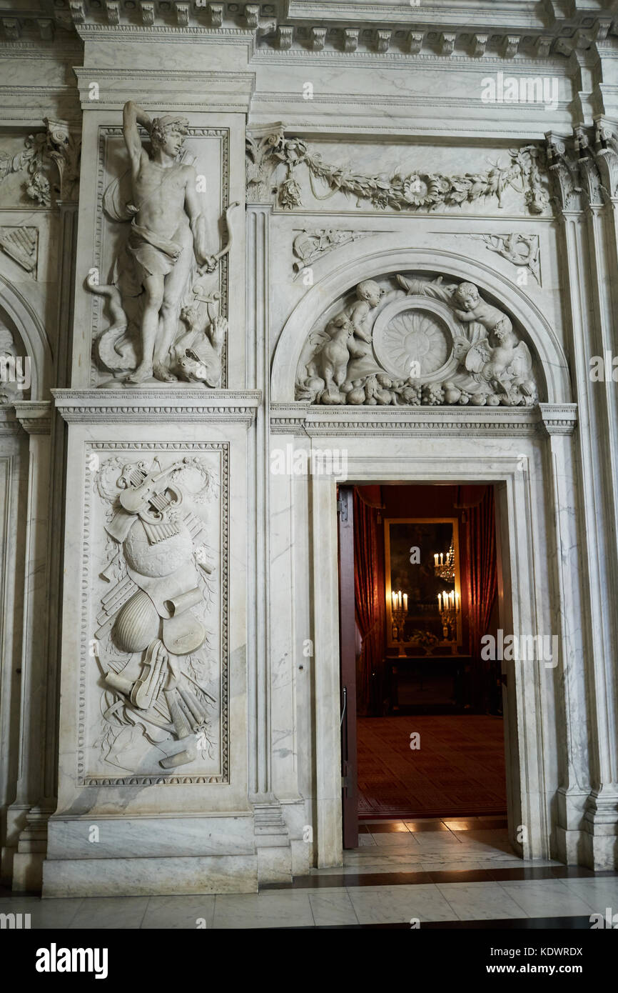 Marble interior of the Royal Palace of Amsterdam Stock Photo