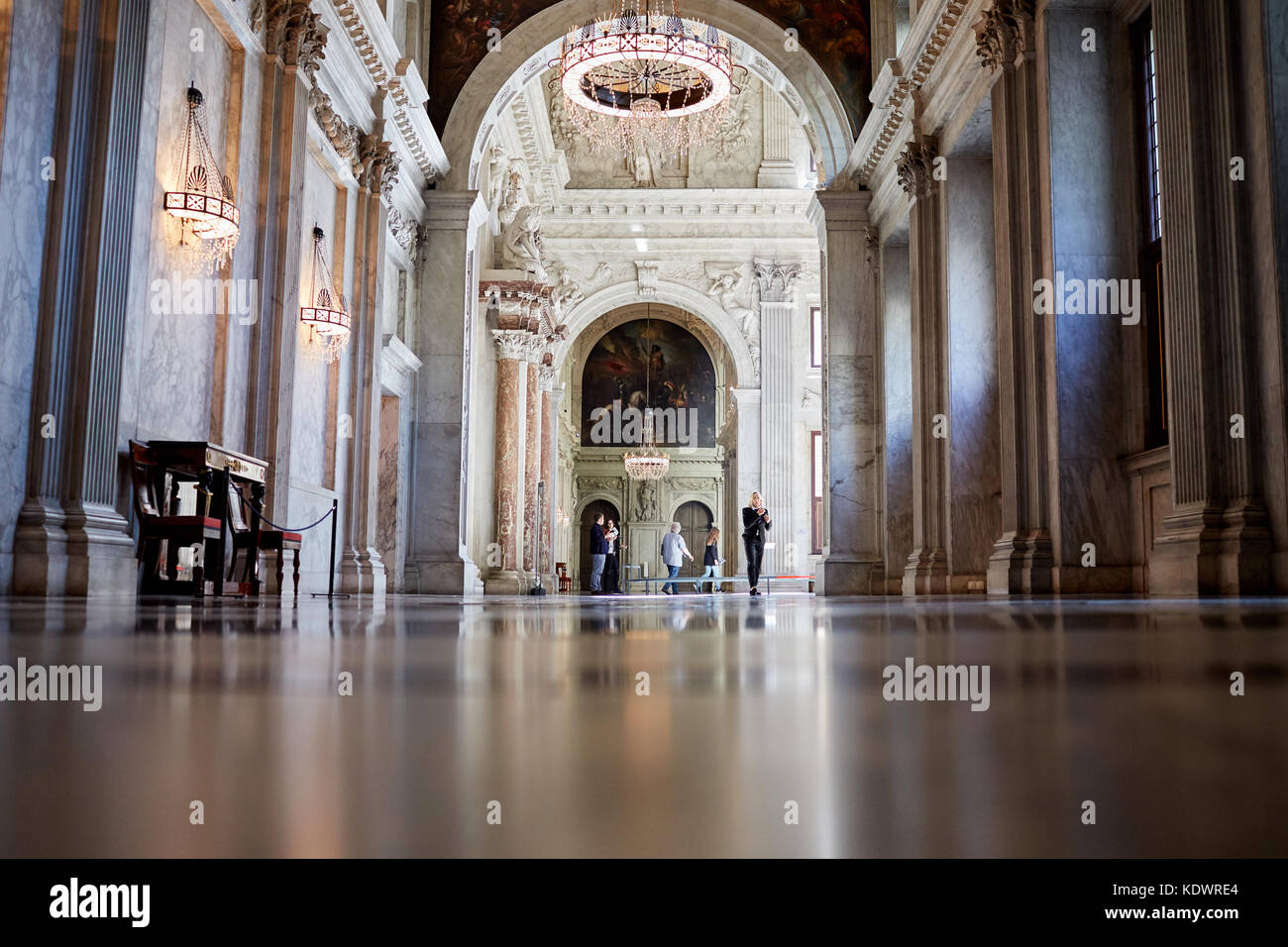 Marble interior of the Royal Palace of Amsterdam Stock Photo