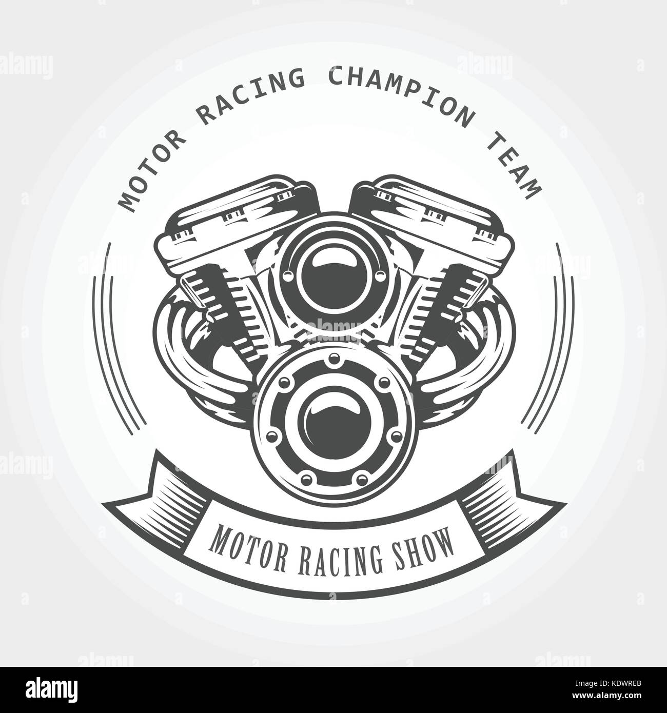 Motorcycle engine - chopper motor, bike show emblem Stock Vector