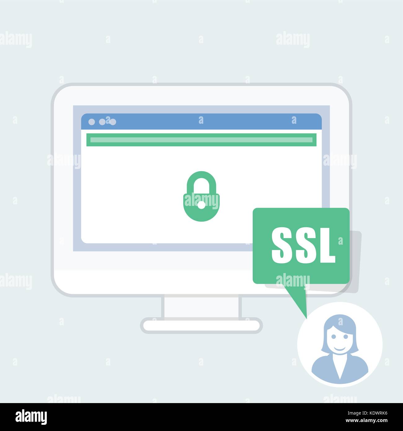 Ssl certificate notice - green address bar website Stock Vector