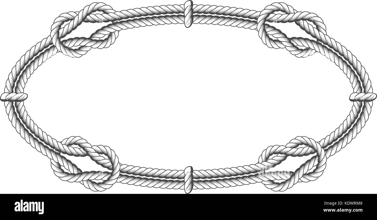 Twisted rope oval - elliptic frame with knots Stock Vector Image