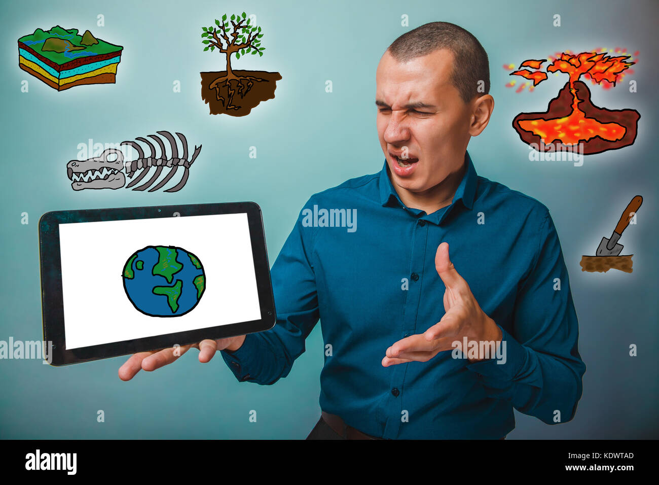 man holding tablet science geology Stock Photo Alamy
