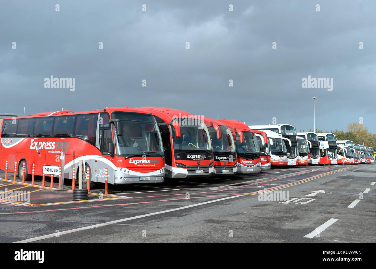 General view of Bus Eireann buses in Broadstone Bus depot Dublin after