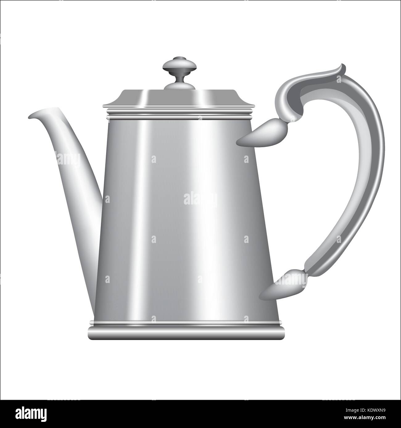 Old metallic teapot and coffee pot isolated on white background